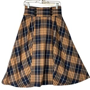 BELLE POQUE Plaid A-Line Midi Skirt
